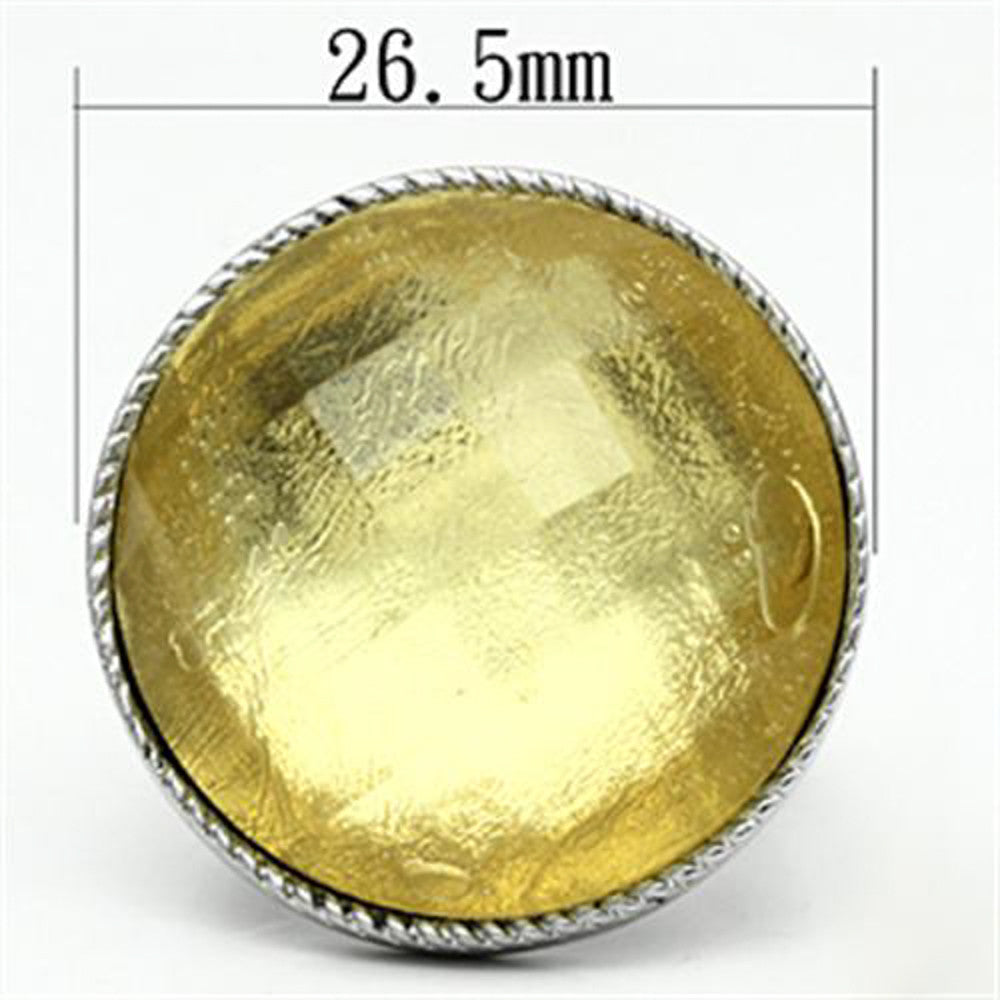 ARTK638 Stainless Steel Round Cut 25mm Synthetic Topaz Stone Ring Women's Size 5-10